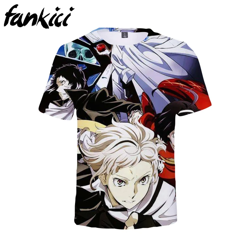 Футболка с аниме «Bungou Stray Dogs» женские и мужские топы с короткими рукавами, Детские повседневные футболки в стиле Харадзюку футболка с 3D рисунком Atsushi Dazai Chuya