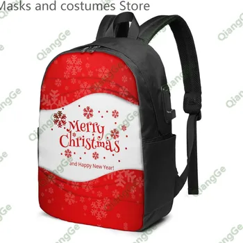 

3d Print Festival Merry Christmas Santa Claus Usb Backpacks Custom Washed Bag Travel Sports Backpacks For Woman/men