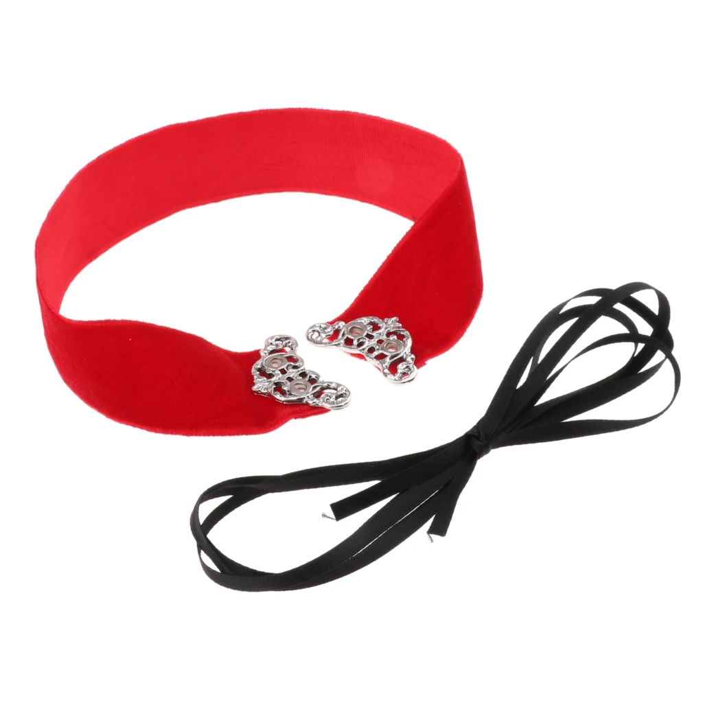 Wide Thick Punk Boho Summer Velvet Lace up Choker Necklaces Adjustable for Women Girls