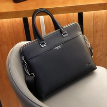 

Men' Business Briefcase Large Capacity Genuine Leather Cowhide Handbag Classic Shoulder Messenger bag High Quality Notebook Bag