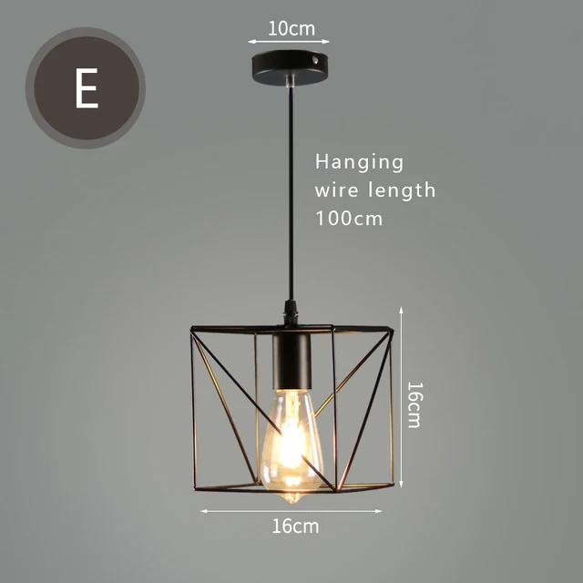 E27 Led Vintage Cage Pendant Lights Indoor Lighting Retro Light Fixture Pendant Lamps For Living Room Decor For Kitchen Lamp E