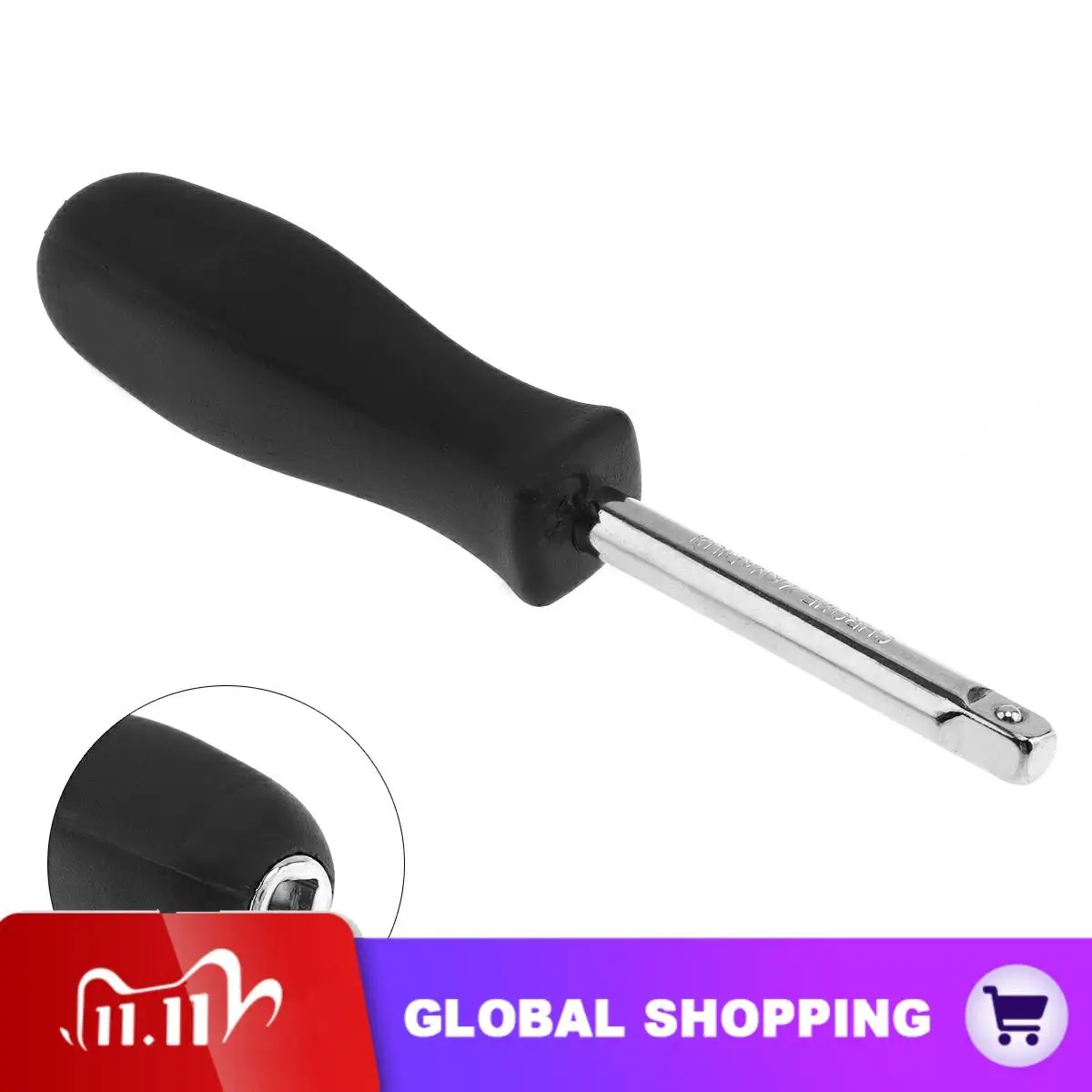

1/4 Inch 150MM Small Square Rod Dual-purpose Spinner Handle Auto Car Repair Tool Part Extension Bar with 6.3MM Tail Hole Handle