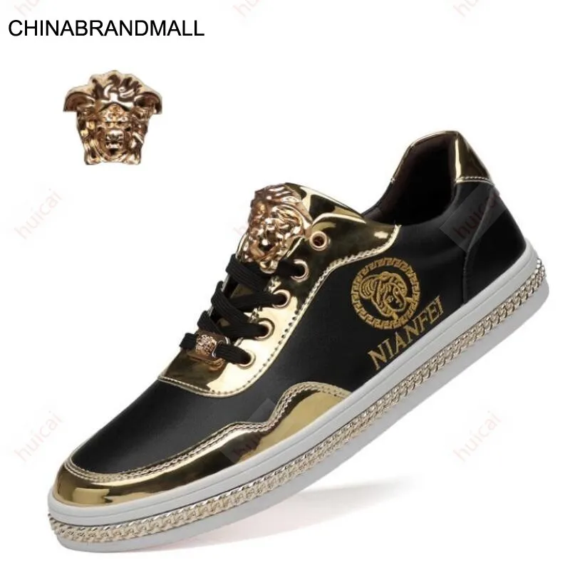 

Gold silk embroidery mad man small The lion white shoes, masculine men casual shoes smoking youth soft shoes high quality P4