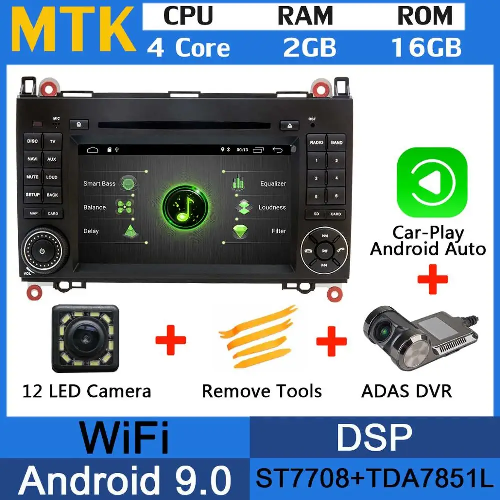 MTK-CarPlay ADAS PX6 Android 9,0 8Core 4+ 64G 5×USB автомобильный DVD мультимедийный плеер DSP CarPlay радио gps для Mercedes Benz Sprinter W169 W245 W906 B200 - Цвет: MTK-CarPlay ADAS