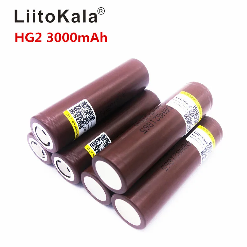LiitoKala для HG2 18650 18650 3000 mAh перезаряжаемый аккумулятор для электронных сигарет высокого разряда, 30A высокий ток