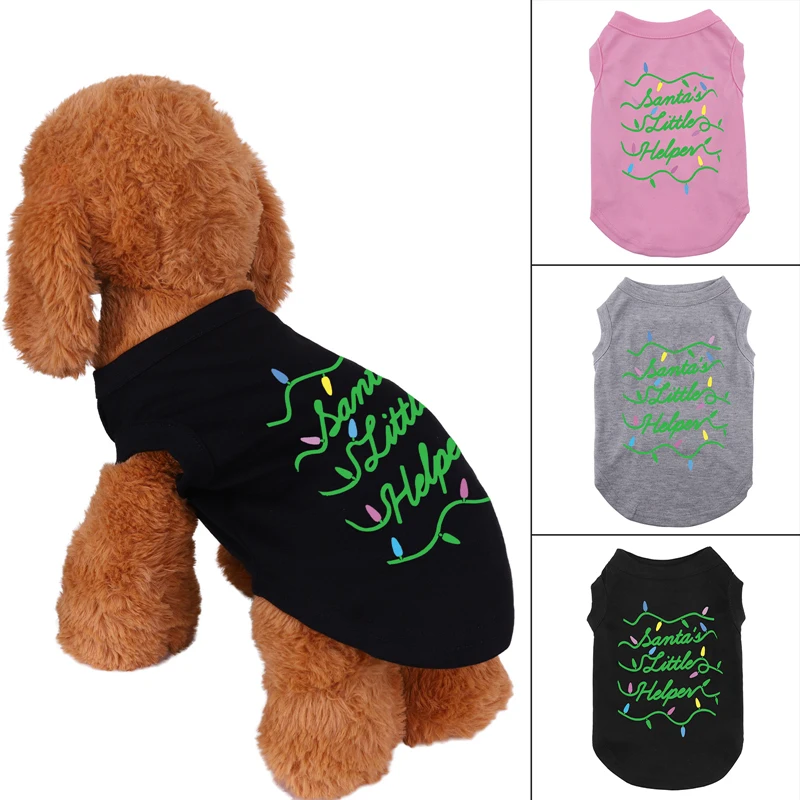 

Christmas Pet Vest Dog T-shirt Christmas Costume Pet Cartoon Vest Clothes for Dogs and Cats Holiday Festival Birthday Clothes