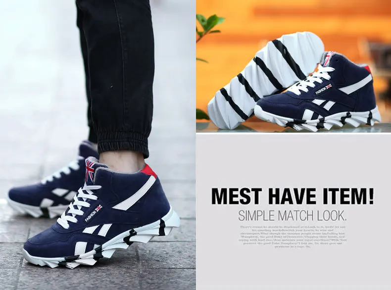 Hot Large Size Hot Fashion Winter Men Shoes Thickening Sneakers Solid Shoes Inside Antiskid Bottom Keep Waterproof Warm Shoes