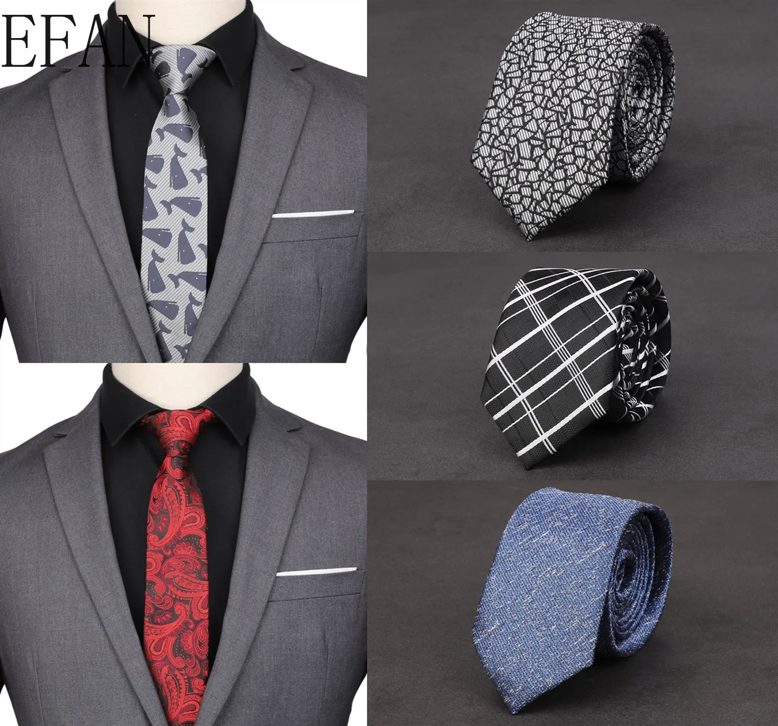 Классический мужской шелковый галстук 6 см Официальный серый черный синий