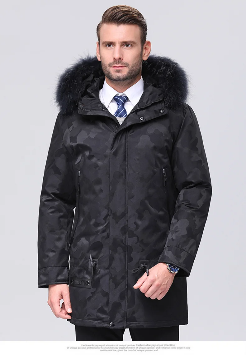 2019 New Arrival Men Down Jacket Men's Winter Coat High Quality Raccoon Fur Hooded Feather Goose Snow Parkas Outerwear (5)