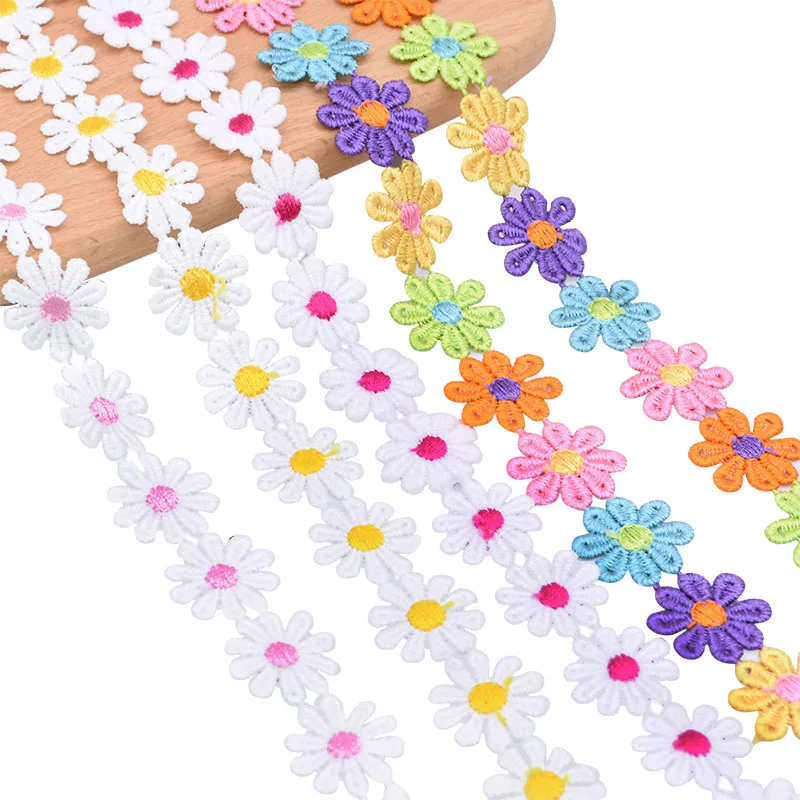 3Yards Handmade Small Daisy Lace Ribbons Fabric DIY Patchwork Embroidered Trims Sewing Clothing Accessories Flower | Дом и сад