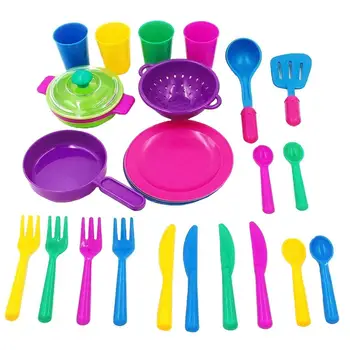 

28pcs Children Play And Make Pretend Educational Toys Kitchen Kitchen Tableware Toys Educational Toys For Children Birthday Gift
