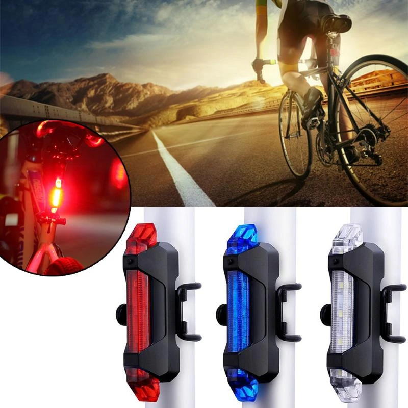 Bicycle Rear LED Light Tail Light USB Rechargeable Mountain Bike Lamp Waterproof
