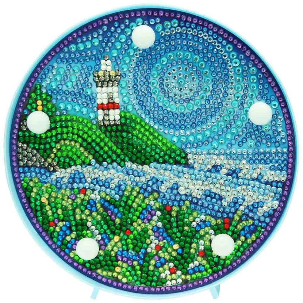 Dispaint Diamond Painting LED Lamp Light Mandala 5D Diamond Embroidery Landscape Rhinestones DIY Diamond Christmas Halloween