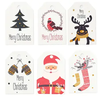 

6 Sets Lovely Decorative Chic Colored Painting Tags Christmas Tree Shaped Tags for Home Holiday Party
