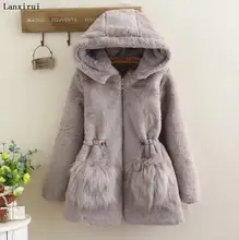 Fashion Faux Fur Coat Winter Women Casual Hooded Slim Long Sleeve Faux Fox Fur Winter Jacket Women Casaco Feminino