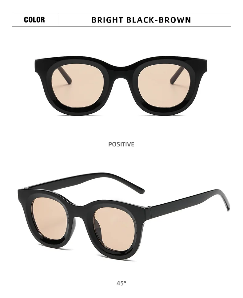 2021 Simple Retro Yellow Lens Round Sunglasses For Women Brand Designer Plastic Small Frame Concave Sun Glasses Men Unisex Cute big frame sunglasses