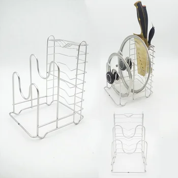 

3 In 1 Household Stainless Steel Pantry Rack Drying Holder Organizer Bakeware Rack for Pan Pot Lid Knives Cutting Board