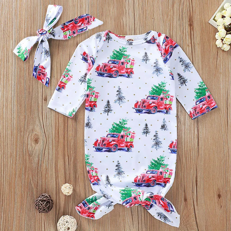 Newborn Infant Baby Girls Floral Nightgown Sleepwear Sleeping Bag Coming Home Outfits+Headband