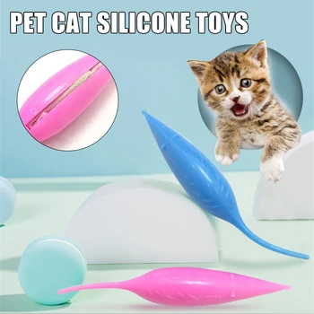 

Cat Toothbrush IQ Improve Mouse Shape Cat Catnip Chew Toy Silcone Pet Toys B99