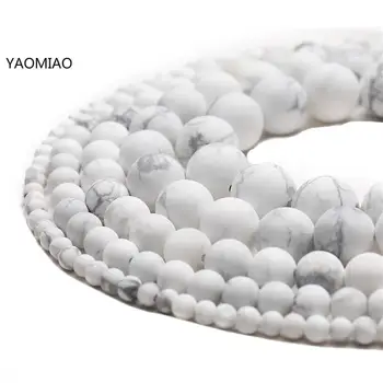

Natural Matte White Turquoises Howlite Round Loose Stone Beads For Jewelry Making 4/6/8/10/12 mm DIY Bracelet Necklace Wholesale