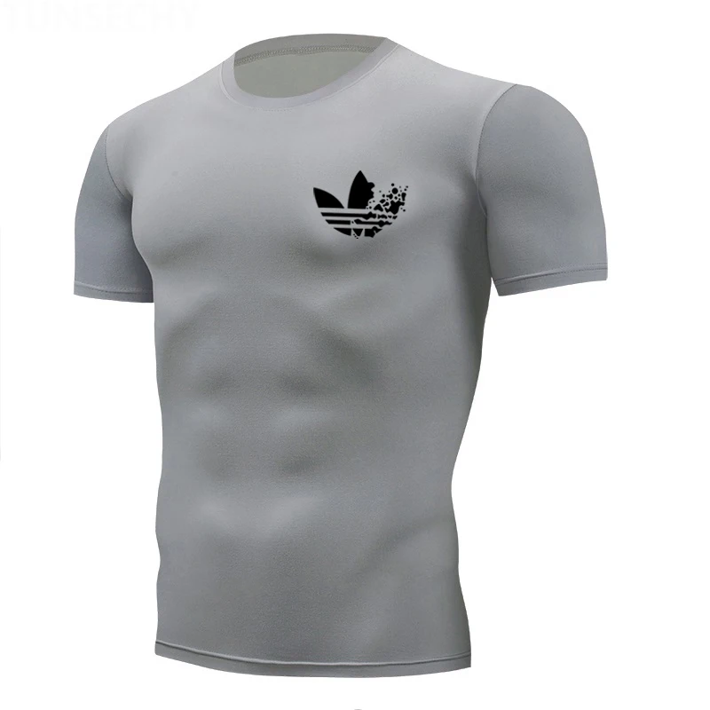 Высококачественные мужские футболки, быстросохнущая футболка для бега, Рашгард, компрессионные облегающие футболки, тренировочные футболки с коротким рукавом, одежда для тренажерного зала и фитнеса - Цвет: picture color