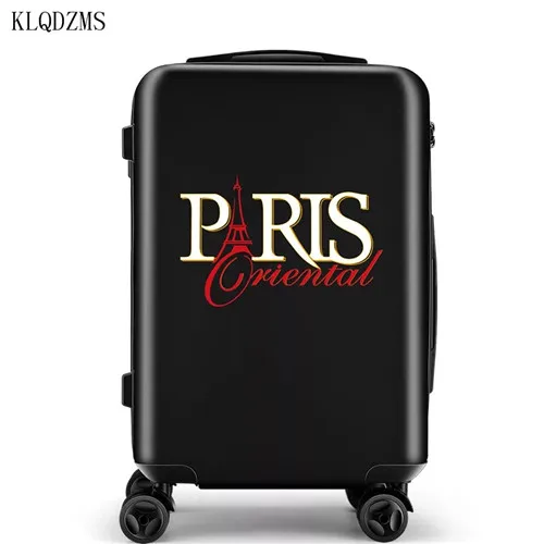 KLQDZMS, новинка, 1" 20" 2" дюймов, ABS+ PC, чемодан на колесиках, вертушка на колесиках, чемодан, пароль для мужчин и женщин, дорожная сумка - Цвет: black-1