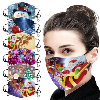

1 PC Outdoor Christmas Print Mouth Masks Protection Face Mask Washable Earloop Mask Breathable Child Mask Reusable Face Mask