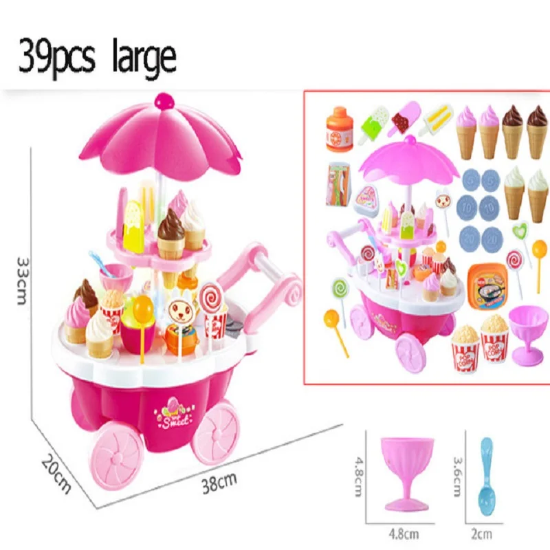 39pcs Красочные мороженое конфеты тележка дом играть игрушки конфеты автомобиль мороженое конфеты тележки дом мозговая игра Детские игрушки Детский подарок - Цвет: 39pcs