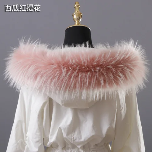 pink raccoon Зимняя куртка с воротником из искусственного меха енота с декоративным меховым воротником унисекс для мужчин и женщин с воротником из искусственного меха енота - Цвет: pink raccoon