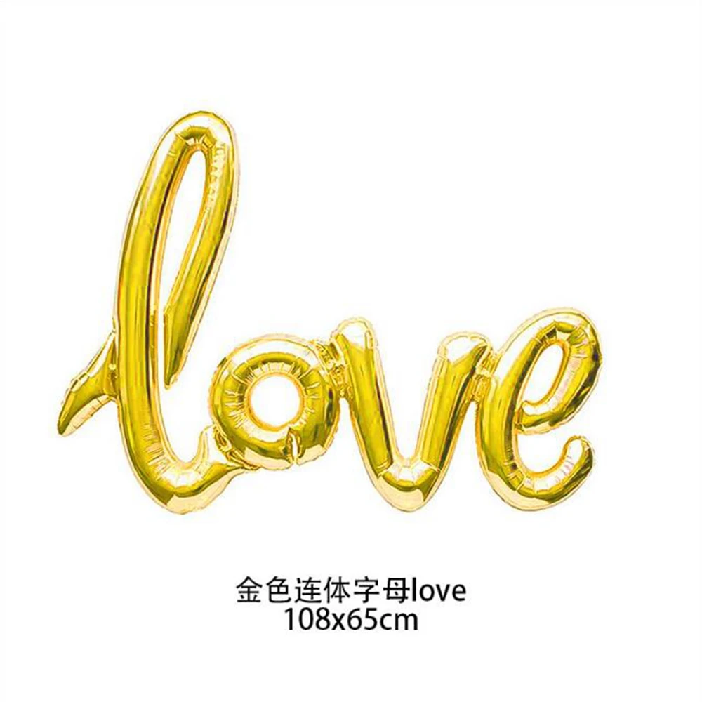 1 шт. 43 дюйма большой соединенный воздушный шар в форме любовных букв в алюминиевой пленке для украшения свадебной вечеринки шар подарок на день Святого Валентина - Цвет: Золотой