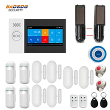 WiFi GSM GPRS приложение Tuya интеллектуальная домашняя сигнализация с дистанционным управлением 4,3 дюймов сенсорный экран Солнечный инфракрасный датчик луча на выбор