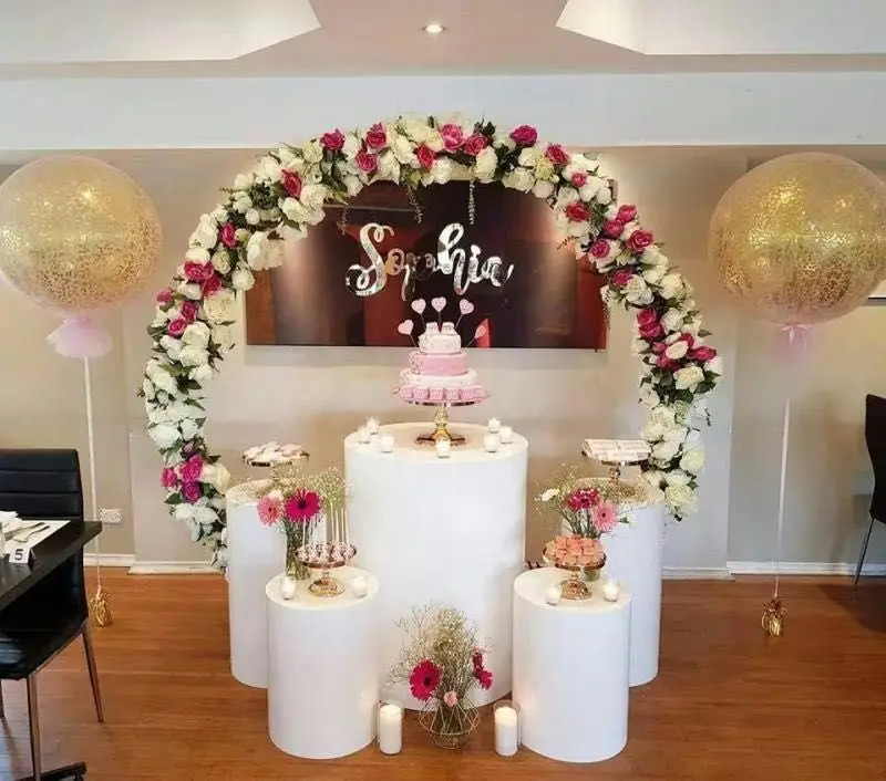  Wedding Props Cylinder Dessert Table Wedding Welcome Decoration Display Table Window Wrought Iron O