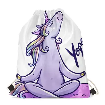 

HYCOOL New Women Drawstring Bag Yoga Cartoon Unicorn Print Kids Backpack Infant Student Schoolbags Children Storage Pouch Bags