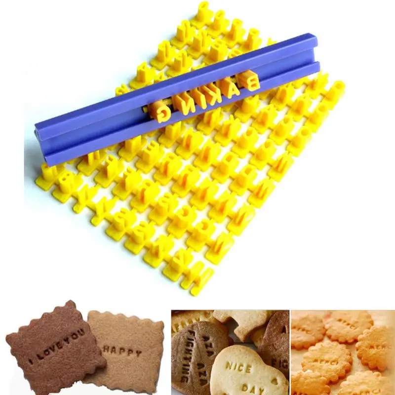 1/4PCS Cookie Molds with Good Wishes Alphabet for Cookie Baking Biscuit Cutters