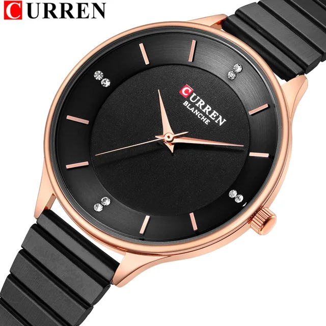 

Rhinestone Watch For Women 2019 CURREN Women's Stainless Steel Bracelet Watches Fashion Ladies Quartz Wristwatch Female Clock