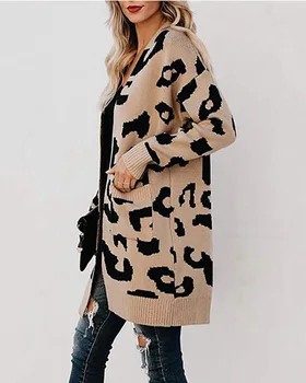 Leopard Print Long Cardigan Coat