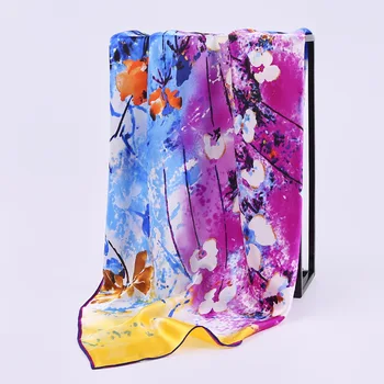 

Women 100% Satin Silk Scarf Shawl 35"x35"