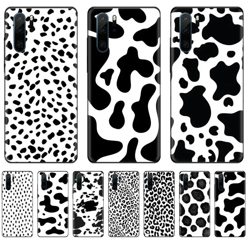 Белый черный чехол с символом коровы для телефона Huawei P9 P10 P20 P30 Pro Lite smart Mate 10 20 Y5 Y6 Y7