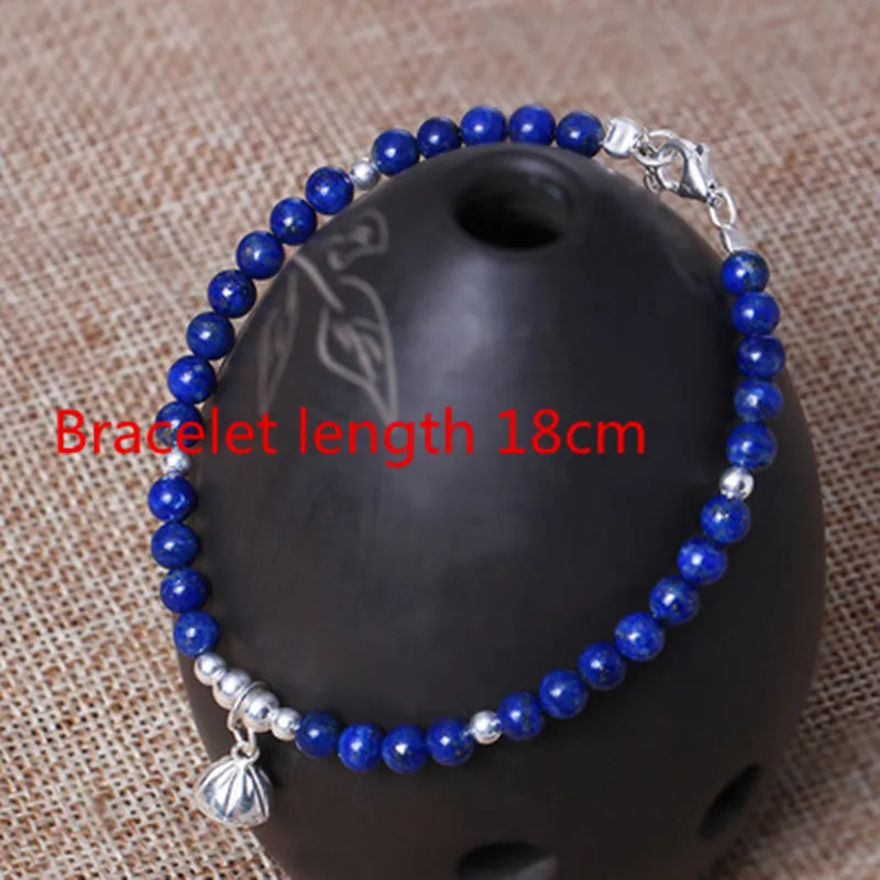 Женский браслет с бусинами из серебра лазуритом|bracelets for|charm braceletcharm bracelets for women |