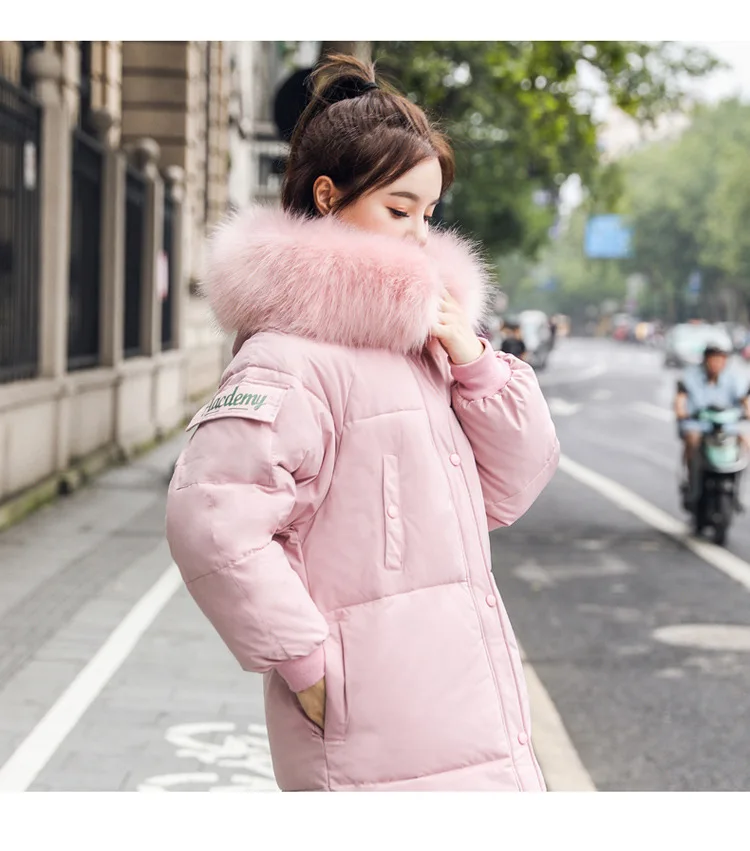 Меховые с капюшоном плотные теплые хлопковые пуховые пальто для женщин однотонного размера плюс зимние ветрозащитные куртки пальто уличная Женская Корейская парка