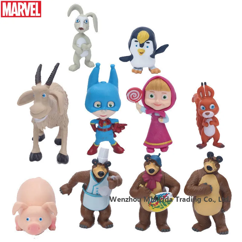 Hasbro 10 шт./компл. Миша большой коричневый медведь Маша Медведь Марта и России кукла