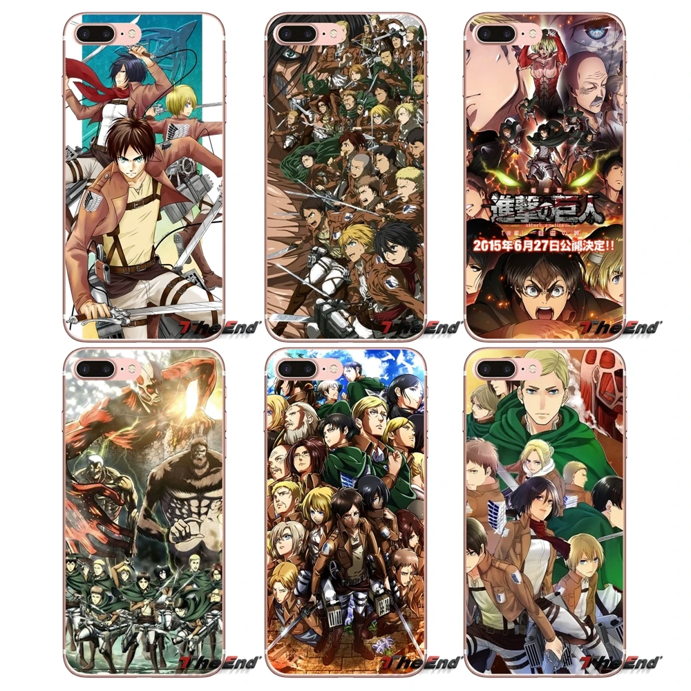 Анимэ attack on titan персонажа для iPhone X 4 4S 5 5S 5C SE 6 6S 7 8 плюс samsung Galaxy J1 J3 J5 J7 A3 A5 2016 2017