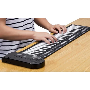 

Silicone Digital Folding 49 Keys Roll Up Piano Keyboard 16 Different Tones 6 Demo Songs Build-in Speaker for Student