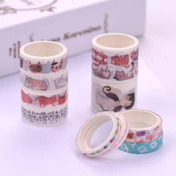

Washi Japanese Paper Tapes Scrapbooking Tape Rolls Colorful Design 10pcs/set for Arts Journals Decoration DIY Gift Packaging