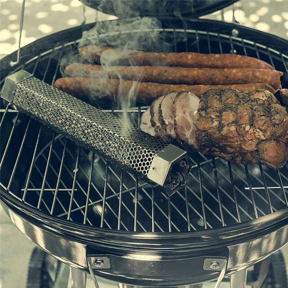 

High Quality Smoker Tube Stainless Steel Grill Smoker Grill Perforated Mesh Smoker Filter Gadget Hot Cold Pellet Smoker Tube