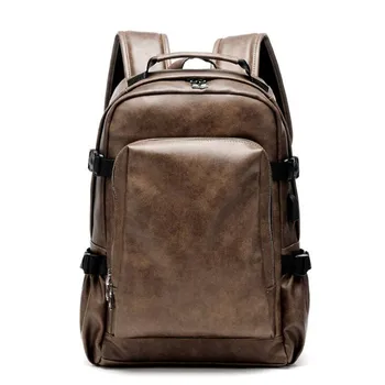 

Fashion USB charging PU Leather backpacks Men women Waterproof 15.6 Laptop Notebook Backpacks Casual School Leather Bookbags