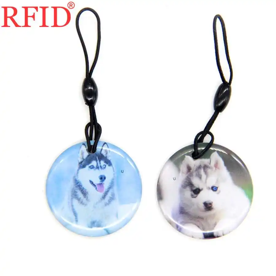 2pcs Random Color UID S50 1K 13,56 Mhz сменный NFC Брелок для ключей круговой собачий узор брелок перезаписываемый значок жетон Метка RFID карта контроля доступа 1 - Цвет: 2pcs Random Color