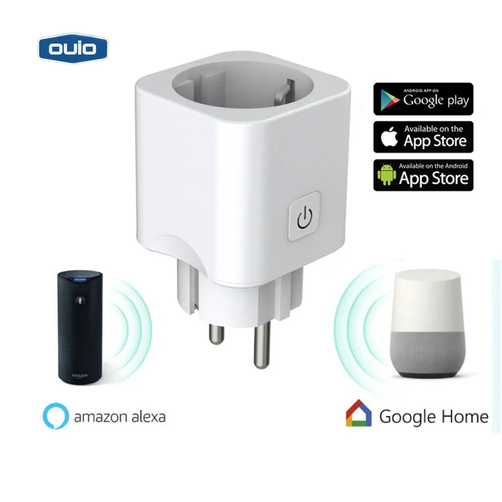 Умная штепсельная вилка ЕС мощность 10A умная розетка работает с Alexa Google Home