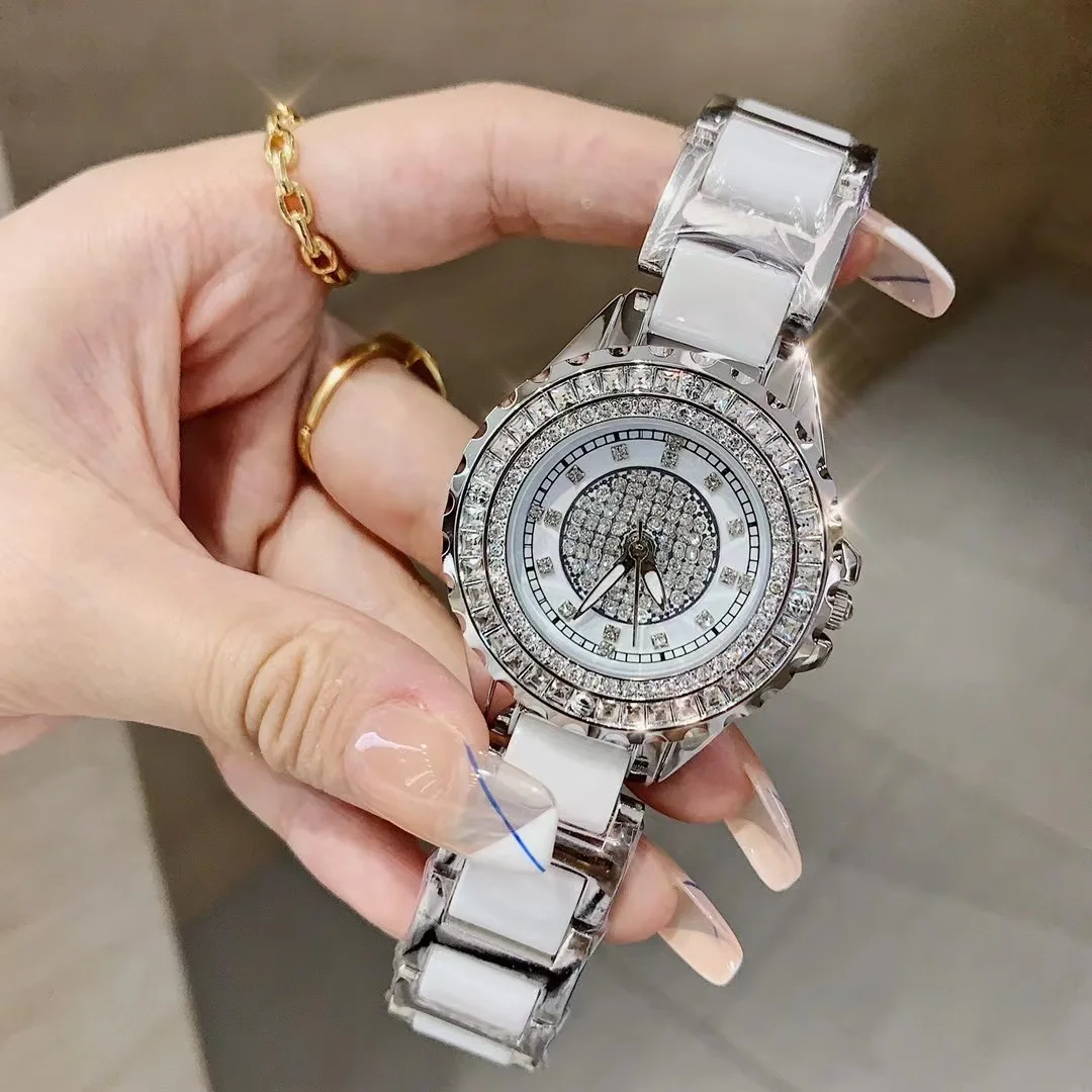 cristais completos pulseira relógios elegantes senhoras vestido