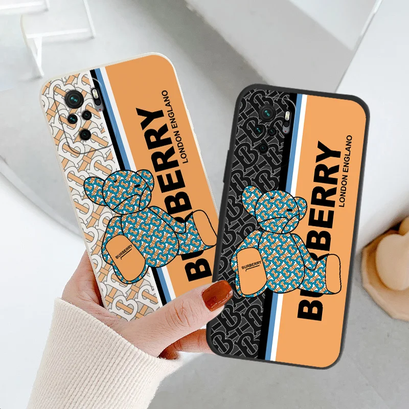English Bear Case For Xiaomi Redmi Note 10 10S 9T 9 8 7 Pro Max Redmi 9 9A 9T K40 K30 K20 Pro Soft Liquid Silicone Phone Cover